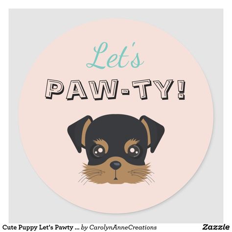 Cute Puppy Let's Pawty Dog Birthday Classic Round Sticker Dog Birthday Invitations, Cute Birthday Ideas, Pink Birthday Party, Dog Birthday Party, Dog Party, Puppy Party, Pink Birthday, Girl Birthday Party, Cute Puppy