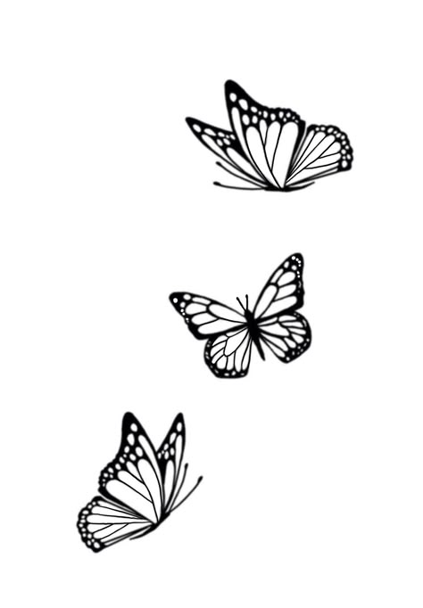 Leavers Shirt Butterfly, Three Butterflies Tattoo Design, 3 Butterfly Tattoo Designs, Three Small Butterfly Tattoo, Butterfly Tattoo Stencil Design, Multiple Butterfly Tattoo, Butterfly Tattoo Stencil Simple, Danish Tattoo, Three Butterflies Tattoo