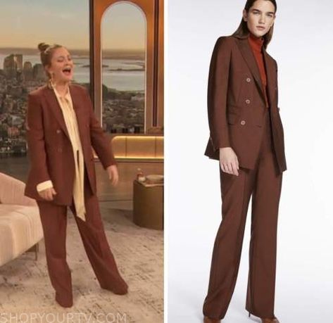 Drew Barrymore Pant Suits, Drew Barrymore Show Outfits, Drew Barrymore Suit, Drew Barrymore Show, Where To Buy Clothes, Brown Blazer, February 2023, Drew Barrymore, Pant Suit