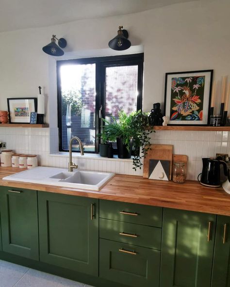 Green paint ideas for your home | Valspar UK Green Cubords, Aged Pine Valspar, Uk Home Renovation, Green Kitchen Cupboards Ideas, Small Kitchen Ideas Green, Valspar Dark Green Paint Colors, Valspar Green Paint, Dark Green Cupboards, Small Green Kitchen Ideas