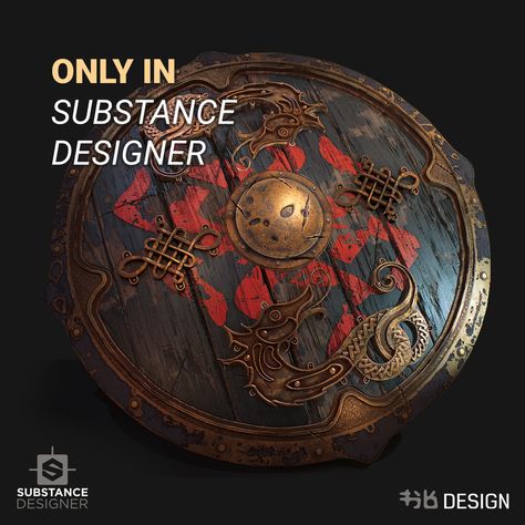 Viking Shield - Substance Designer, Alexey HRDesign on ArtStation at https://www.artstation.com/artwork/ngqEO Escudo Viking, Arte Viking, Viking Cosplay, Art Viking, Viking Shield, Substance Designer, Norse Vikings, Viking Art, Viking Runes