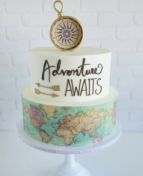 Retirement Travel Theme, Travel Retirement Party, Travel Theme Cake, Mamma Mia Cake, Caribbean Theme Party, Retirement Party Cakes, Travel Themed Baby Shower, Farewell Cake, Travel Bridal Showers