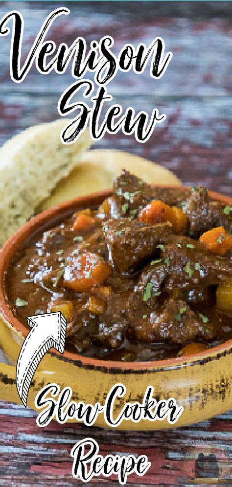 Recipes Stew Meat, Venison Stew Slow Cooker, Crockpot Venison Stew, Venison Stew Crockpot, Venison Recipes Crockpot, Stroganoff Crockpot, Stew Slow Cooker, Slow Cooker Venison, Backstrap Recipes