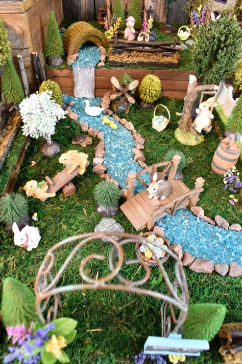 DIY Miniature Peter Rabbit Easter Village - Enchanting Woodland Scene Large Fairy Garden Ideas, Large Fairy Garden, Peter Rabbit Easter, Easter Village, Fairytale Garden, Easter Fairy, Fairy Garden Ideas, Fairy House Crafts, Fairy Village