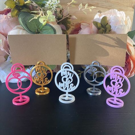 wedding place card holders, wedding guest name, bridal shower, wedding deocations, gold wedding decor, wedding name holder Card Holder Wedding, Gold Wedding Decor, Place Card Holders Wedding, Place Card Holder, 3d Printer Designs, Name Card Holder, Wedding Place Card, Wedding Card Holder, Gold Wedding Decorations