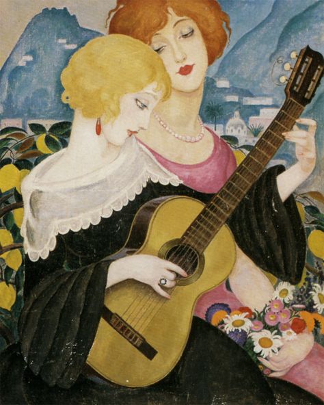 Gerda Wegener Paintings, Lili Elbe, Gerda Wegener, John William Godward, Vintage Wall Art Prints, The Danish Girl, Playing The Guitar, Art Deco Print, Framed Oil Painting