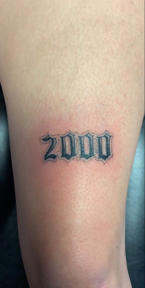 C 2000 Tattoo, 2004 Old English Tattoo, Est 2000 Tattoo, 2003 Tattoo Font, Tattoo 2000 Number, 2000 Tattoo Year Ideas, Roman Numeral Date Tattoo, Est. Tattoo, Good Family Tattoo