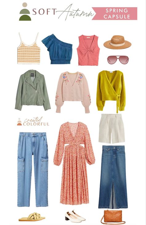 Soft Autumn Capsule, Maximalist Wardrobe, Autumn Mute, Millennial Outfit, Soft Autumn Makeup, Autumn Capsule Wardrobe, Created Colorful, Autumn Color Palette Fashion, Muted Autumn