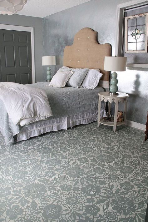 Stenciled Floor With Annie Sloan Chalk Paint :: Hometalk Stenciled Concrete Floor, Painted Wood Floors, Paint Stencil, Painted Concrete Floors, Stenciled Floor, Stencil Design, Design Studios, Bath Room, Annie Sloan Chalk Paint