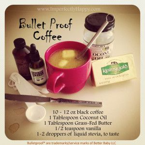 You have not truly enjoyed all the benefits of coffee until you've gone Bulletproof - bulletproof coffee that is! This lovely cup of coffee... Bullet Proof Coffee, Thm Drinks, Keto Drinks, Liquid Stevia, Coffee Benefits, Keto Drink, Thm Recipes, Bulletproof Coffee, Bullet Proof