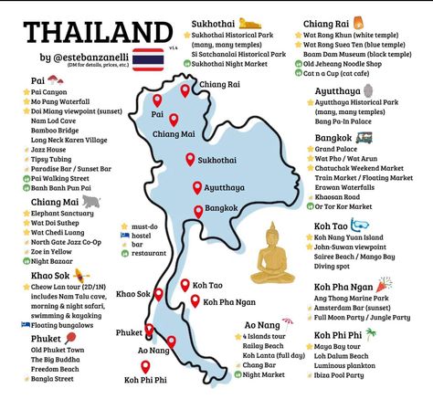 Map Of Thailand, Thailand Destinations, Backpacking Routes, Thailand Map, Koh Phi Phi, Full Moon Party, Thailand Travel Guide, Nature Trails, Moon Party