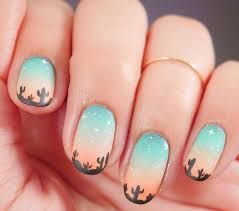 Desert Nail Colors, Nail Ideas Cactus, Desert Nails Art, Western Themed Nail Ideas, Outdoor Nails Designs, New Mexico Nails Art Designs, Desert Sunset Nails, Camping Nails Summer, Desert Theme Nails