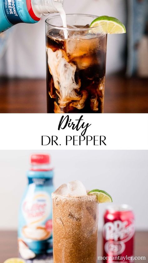 Utah Soda, Dr Pepper Drink, Dirty Dr Pepper, Dirty Diet Coke, Cocktail Amaretto, Soda Drinks Recipes, Coke Recipes, Coke Drink, Soda Bar