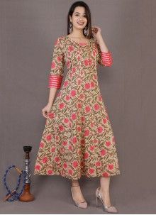 Buy Cotton Fancy Grey Party Wear Kurti Online V Neck Kurti Designs Latest Cotton, Panel Kurti Design, Printed Cotton Kurti Designs Latest, Latest Cotton Kurti Designs, Kurti Designs Latest Cotton Printed, Kurta Designs Women Casual, Jaipuri Kurti, Kurtis Design, Casual Kurti