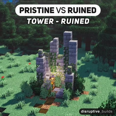 Minecraft Ancient Ruins Ideas, Minecraft Ruined Tower, Minecraft Ruined House, Minecraft Jungle Ruins, Minecraft Overgrown Ruins, Ruined Minecraft Builds, Stone Path Minecraft, Minecraft Ruins Build, Minecraft Ancient Ruins