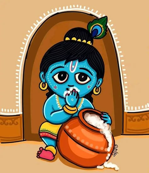 Janamashtami Easy Drawing, Janmashtami Painting Ideas, Janmashtami Drawing For Kids, Janmashtami Drawing Ideas For School, Krishna Drawing For Kids, Janmashtami Drawing, Easy Scenery Drawing, Drawing And Painting Ideas, Mithila Painting