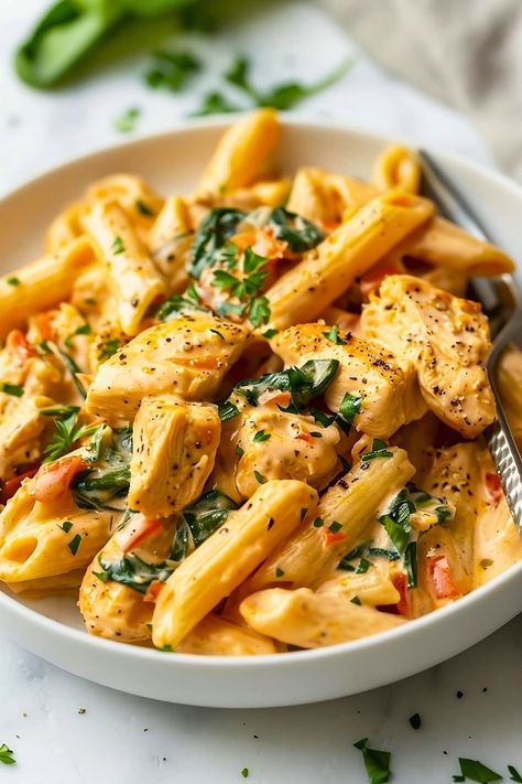 Tuscan Chicken Pasta - Insanely Good Cajun Chicken Pasta Recipe, Cajun Chicken Pasta Recipes, Tuscan Chicken Pasta, Creamy Parmesan Sauce, Chicken Stroganoff, Creamy Chicken Pasta, Cajun Chicken Pasta, Simple Green Salad, Roasted Chicken Breast