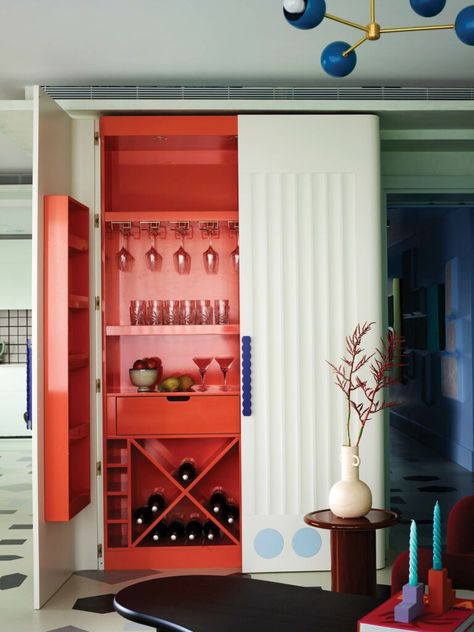 Wine Cupboard, Home Bar Cabinet, Bright Interior, Designing Home, Home Bar Design, Minimalist Bar, Built In Bar, Home Bar Designs, Teal Walls