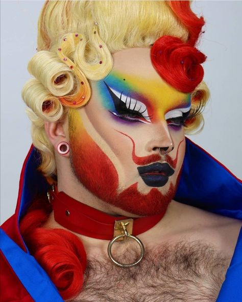 Drag Brows, Drag King Makeup Ideas, Drag King Outfits, Drag King Makeup, Beard Makeup, Drag Kings, Drag Ideas, Glitter Beards, Circus Makeup