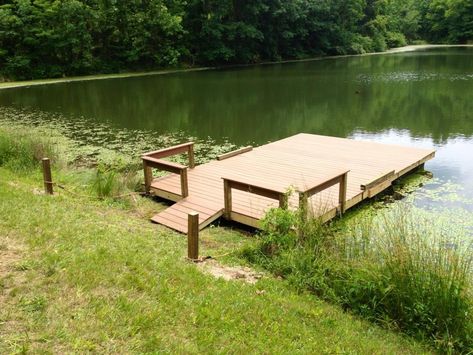 Dock For Pond, Floating Dock Ideas, Farm Shelter, Diy Floating Dock, Pond Dock, Floating Dock Kits, Floating Dock Plans, Private Pond, Diy Dock