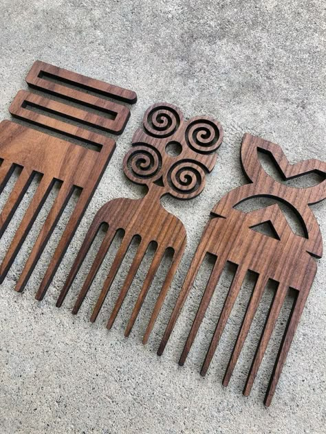 Afrominimalist Decor, African Wood Art, Afro Boho Living Room, Afro Bohemian Style Decor, Afro Boho Decor, Sankofa Symbol, Afro Pick, Afrocentric Decor, African Inspired Decor