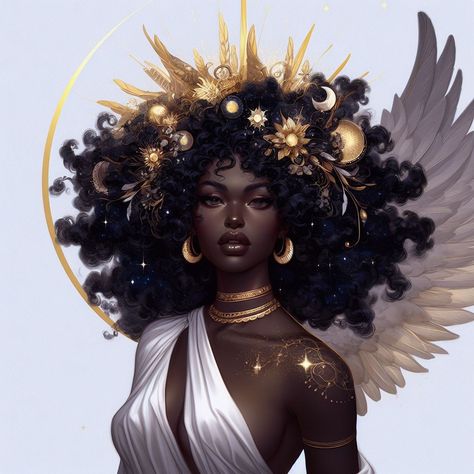 African Goddess, Goddess Aesthetic, Black Goddess, Afrocentric Art, Black Art Painting, Black Cartoon, Goddess Art, Black Art Pictures, Black Love Art