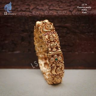 Lakshmi Gold Bangles, Lakshmi Bangles Gold, Lakshmi Bangles, Bangle Models, Latest Gold Bangles, Indian Wedding Rings, Bangles Collection, Stone Bangles, Bangle Design