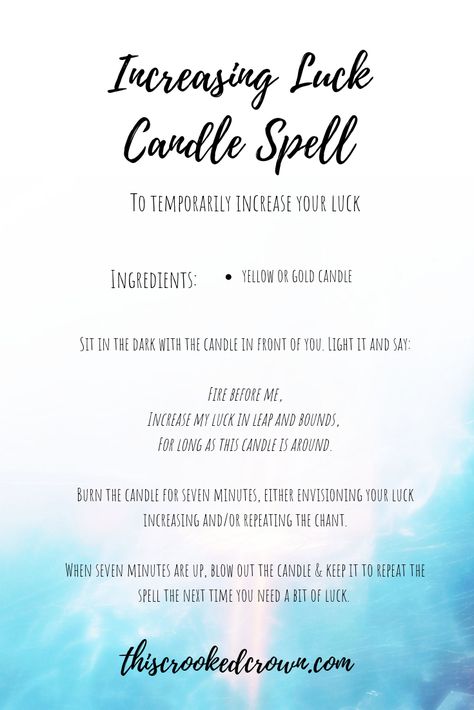 Increasing Luck Candle Spell – This Crooked Crown Witch Spell For Good Luck, Spell For Luck And Money, Easy Luck Spells, How To Increase Your Luck, Wiccan Candle Spells, Positivity Candle Spell, Luck Candle Spell, Good Luck Candle Spell, Good Luck Spells Witchcraft