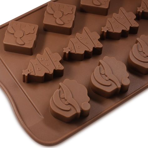 4 Pack Silicone Chocolate Candy Molds Trays DanziX Baking Jelly Molds Cake Decoration with Shapes of Star Gift Box Christmas Tree Santa Head  2 Types * You can get more details by clicking on the image-affiliate link. #christmastrees Candy Cake Diy, Chocolate Christmas Tree, Christmas Chocolate Moulds, Chocolate Cube, Chocolate Candy Cake, Christmas Tree Shape, Chocolate Crafts, Chocolate Biscuits, Silicone Chocolate Molds