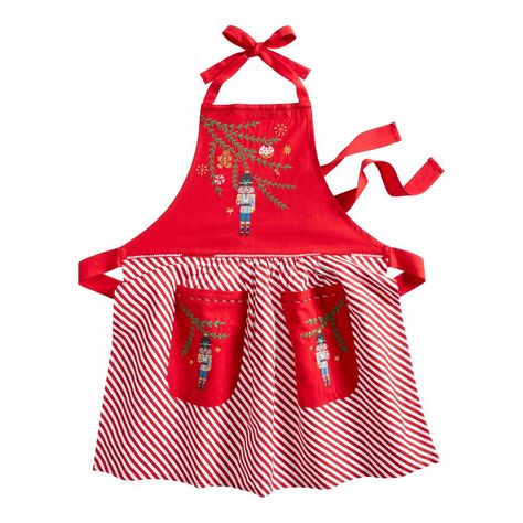 Red And White Striped Nutcracker Apron - World Market Gingerbread Apron, Primitive Home Decorating, Watercolor Holiday, Christmas Apron, Christmas Aprons, Patriotic Crafts, Nutcracker Ballet, Aprons Patterns, Old Fashioned Glass