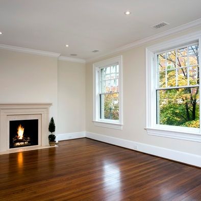 Antique White Walls, Medium Wood Floors, White Wood Stain, Wood Floor Design, Tan Walls, Living Room Wood Floor, Off White Walls, Cream Walls, Design Salon