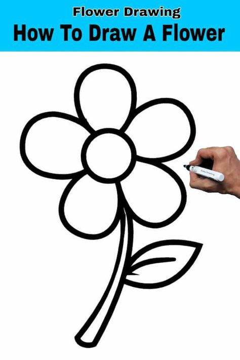 How To Draw A Flower Daisies Drawing Simple, Small Flower Drawing Easy, Colour Flower Drawing, Easy Flower Drawings For Kids, Flower Drawing With Color, Small Flower Drawing, How To Draw A Flower, Draw A Flower Easy, Flower Drawings With Color