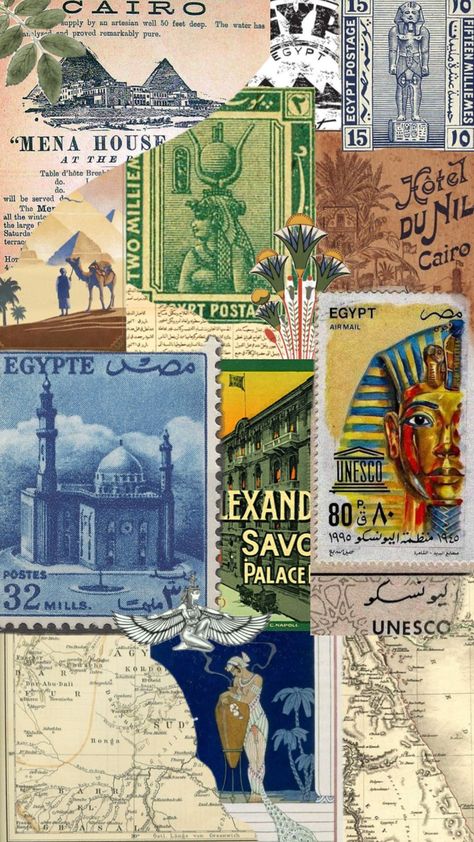 #egypt #stamps #ancientegypt #myfirstshuffle Egyptian Aesthetic Ancient Egypt, Ancient Egypt Aesthetic, Egyptian Poster, Egyptian Aesthetic, Egypt Aesthetic, Travel Art Journal, Ancient Egyptian Gods, Egyptian Symbols, Phone Wallpaper Patterns