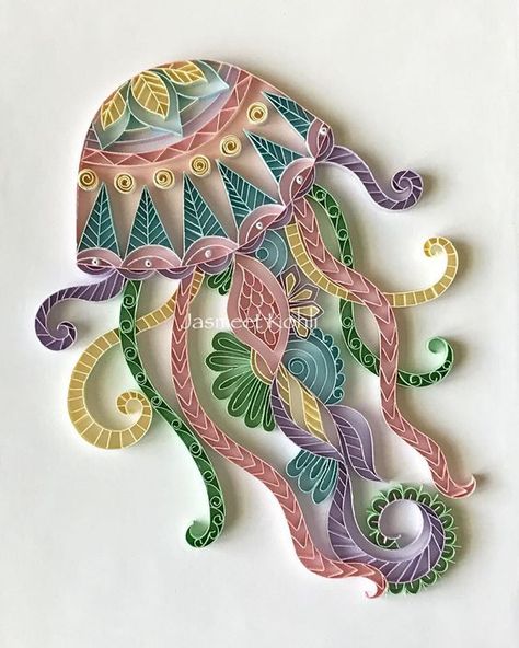 Jellyfish Quilling, Quilled Jellyfish, Quilling Images, Paper Filigree, Quilling Pattern, Quilling Animals, Arte Quilling, Paper Quilling For Beginners, Quilling Work