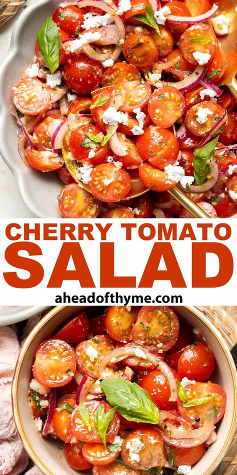 Cherry Tomato Salad Cherry Tomato Salads, Tomato Basil Feta Salad, Sweet Cherry Tomato Recipes, Fresh Tomato Salad Recipes, Cherry Tomato Salad Recipes, Tomato Salad Recipes Simple, What To Do With Cherry Tomatoes, Fresh Tomatoes Recipes, Cherry Tomatoes Salad