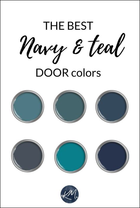 The 8 Best Teal & Navy Blue Front Door Colors: Benjamin & Sherwin - Kylie M Interiors Navy Blue Front Door, Teal Front Door, Inside Front Doors, Benjamin Moore Wythe Blue, Teal House, Teal Front Doors, Navy Blue Paint Colors, Teal Door, Wythe Blue