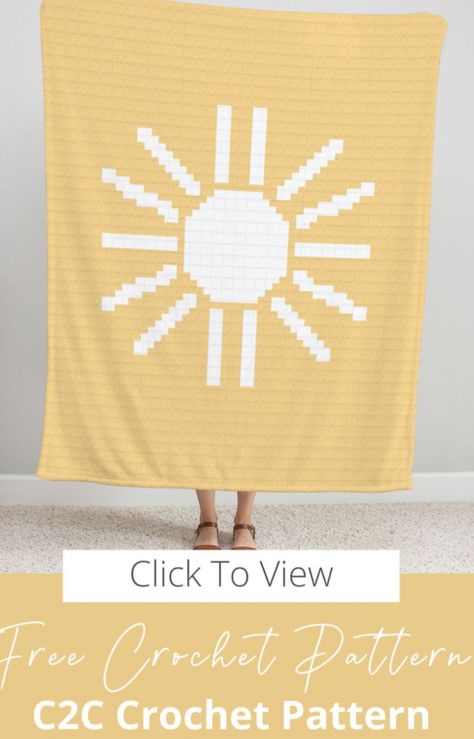 C2C Sunshine Blanket – Free Crochet Pattern Sun Blanket, Sunshine Crochet, Crochet Colorwork, Crochet Corner To Corner, C2c Afghan, Crochet Shawl Patterns, C2c Crochet Blanket, Crochet Sun, Crochet Hack