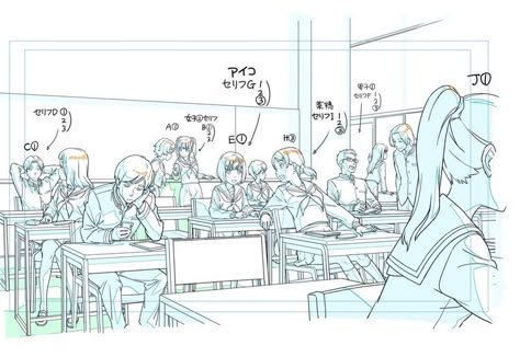 Classroom Reference Drawing, Classroom Drawing, Drawing Circles, Manga School, Storyboard Drawing, Poses Manga, Storyboard Ideas, Storyboard Illustration, Manga Tutorial