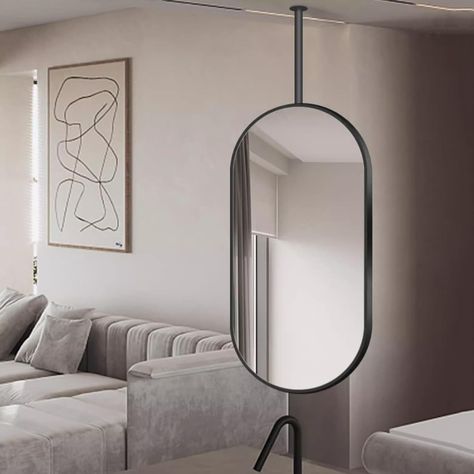 Amazon.com: Ceiling Mounted Mirror Large Oval Decorative Wall Mirror Bathroom Vanity Mirror with Ceiling Hanging Rod, Suspended Mirror with Metal Frame - Black (Size : 40cmx60cm) : Home & Kitchen Suspended Mirror, Wall Mirror Bathroom, Decorative Wall Mirror, Mirror Large, Mirror Bathroom, Bachelor Pad, Ceiling Hanging, Bathroom Vanity Mirror, Wall Mounted Mirror