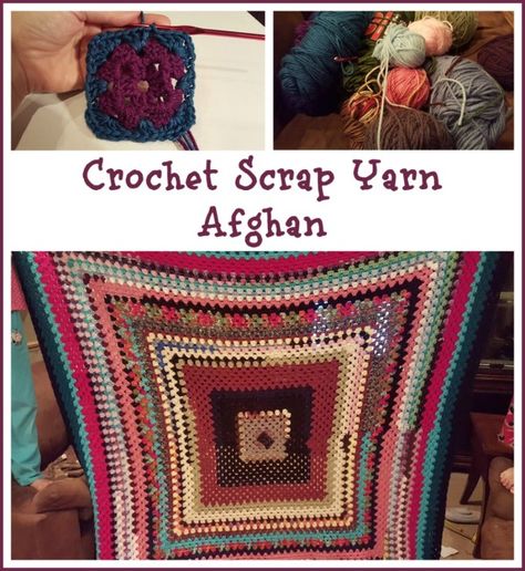 This is a guide about making a crochet scrap afghan. Crocheting an afghan is a popular crochet project. This afghan is made from scrap yarn. Scrap Yarn Afghans To Crochet, Free Crochet Patterns For Afghans Using Scrap Yarn, Crochet Blankets Using Scrap Yarn, Yarn Scraps Crochet Blanket, Crochet Blanket Scrap Yarn, Scrap Yarn Crochet, Popular Crochet, Crochet Afghan Patterns Free, Granny Square Crochet Patterns Free