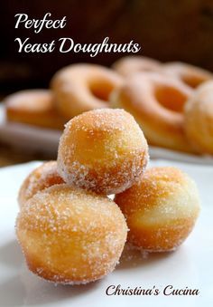 Christina's Cucina: Perfect Yeast Doughnuts...Sugar, and Filled (with Jam, Nutella or Cream) Yeast Doughnuts, Doughnut Recipe Easy, Recipes With Yeast, Yeast Donuts, Homemade Donuts Recipe, Chocolate Hazelnut Spread, Homemade Donuts, Doughnut Recipe, Oreo Dessert