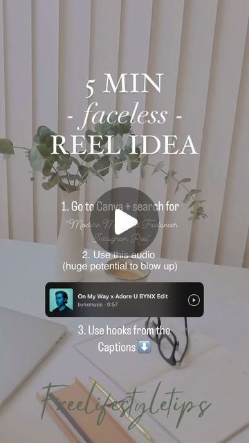 Free Lifestyle Tips on Instagram: "HOW TO GO VIRAL WITH THIS REEL⬇️ 1. Go to Canva + download the reel template 👆🏻 2. Add text using Instagram reel feature 3. Add this trending audio that has a huge potential to blow up & go viral 4. Use these hooks + explain in the caption 🪝HOOKS ⬇️ “3 mistakes I wish I hadn’t made..” “I wish I knew this…” “One thing that helped me to go from XYZ to XYZ” ✨CALL TO ACTION⬇️ (put this at the end as an overlay text in your reel for people to read the caption + for you to get more reel views) “In the caption 👇” ✨ On this account I’ll be sharing my tips that have helped me to grow my other Instagram/TikTok account to over 100,000 followers & helped me to make $100k+ in digital product sales 💞FOLLOW ME FOR MORE REEL TIPS @freelifestyletips @freeli Instagram Reel Prompts, How To Add Text To Instagram Reels, How To Make Viral Reels, How To Get Views On Instagram Reels, Instagram Reel Posting Time, Add Text, Adore U, Caption For Yourself, I Wish I Knew