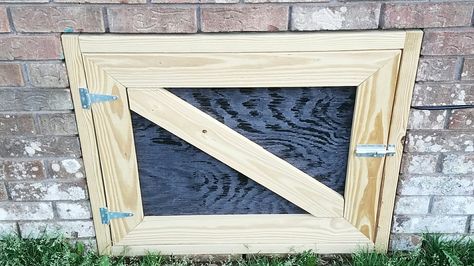 Crawlspace Door Diy Crawl Space Door, Crawl Space Access Door, Crawl Space Cover, Crawl Space Storage, Alley Garden, Diy Crawlspace, Crawl Space Vents, Crawl Space Door, Crawl Space Insulation