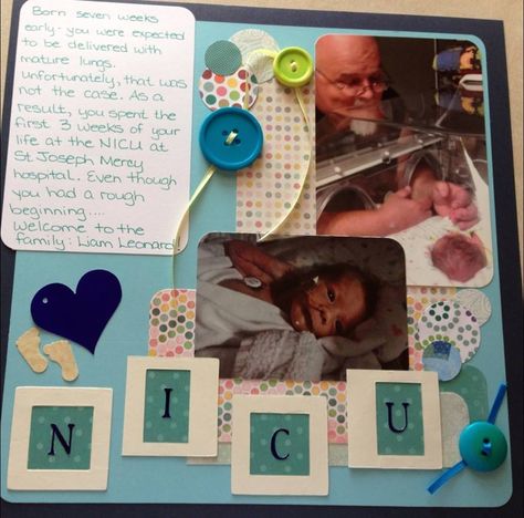 Nicu Scrapbook Page Ideas, Nicu Scrapbook Ideas, Scrapbook Ideas Baby, Scrapbook Baby Book Ideas, Baby Boy Scrapbook Layouts, Pregnancy Scrapbook, Baby Book Ideas, Scrapbook Family, Baby Scrapbook Ideas