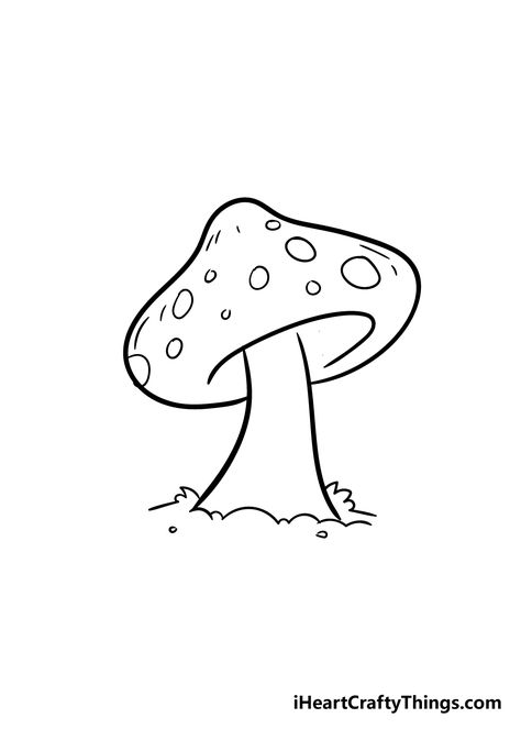 Easy Mushroom Drawing, Mushroom Drawing Ideas, Draw A Mushroom, Cartoon Mushroom, Skip To My Lou, Mushroom Drawing, Drawing Ideas, To Draw, Step By Step