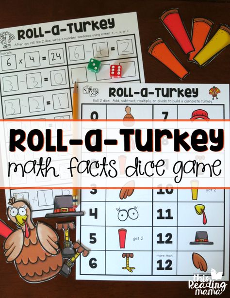 Check out this adorable and fun free Thanksgiving math game! Perfect math center or number activity for preschool or kindergarten. Facts About Thanksgiving, Turkey Math Games, Roll A Turkey, Thanksgiving Math Games, Turkey Facts, Turkey Math, November Math, Math Fact Games, Thanksgiving Math Activities