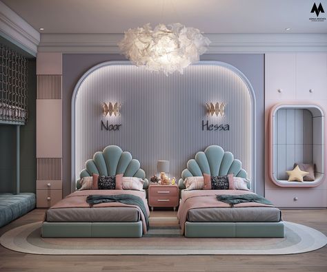 Girls Bedroom on Behance Bedroom Boys Ideas, Children Bedroom Design, Twins Bedroom, Kids Bedroom Furniture Design, Bedroom Behance, Kids Bed Design, Luxury Kids Bedroom, Kids Room Interior Design, Modern Kids Bedroom