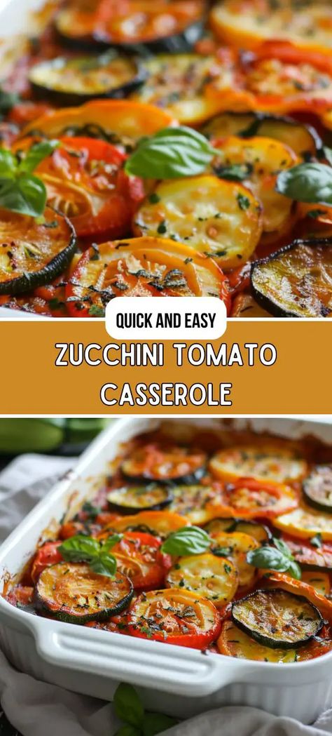 Zucchini Tomato Casserole Zucchini Tomato Casserole, Tomato Casserole, Zucchini Casserole Recipes, Eggplant Zucchini, Zucchini Tomato, Zucchini Casserole, Summer Vegetables, Vegan Zucchini, Healthy Weeknight Dinners