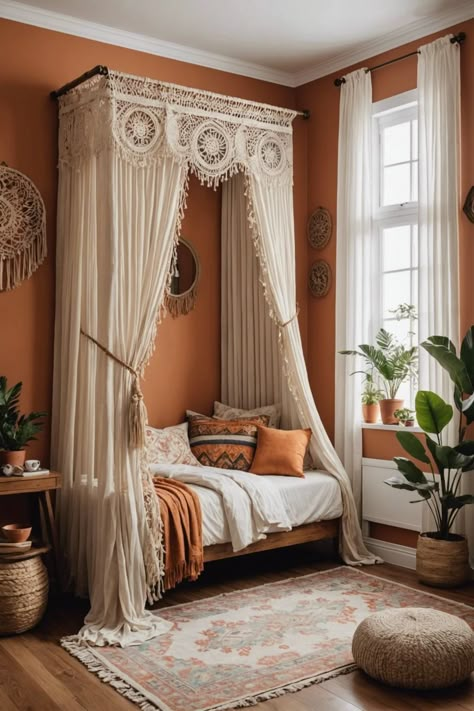 Canopy Bed Diy, Boho Style Bedroom, Dreamy Bedrooms, Canopy Bed, Boho Interior, Remodel Bedroom, Interior Deco, Decoration Inspiration, Diy Home Decor Projects