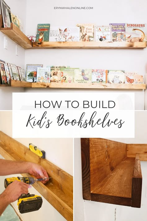 Wall Bookshelf Diy, Kids Wall Bookshelf, Bookshelf Diy, Wall Bookshelf, Floating Bookshelf, Floating Bookshelves, Homeschool Room, Room Book, Wall Bookshelves